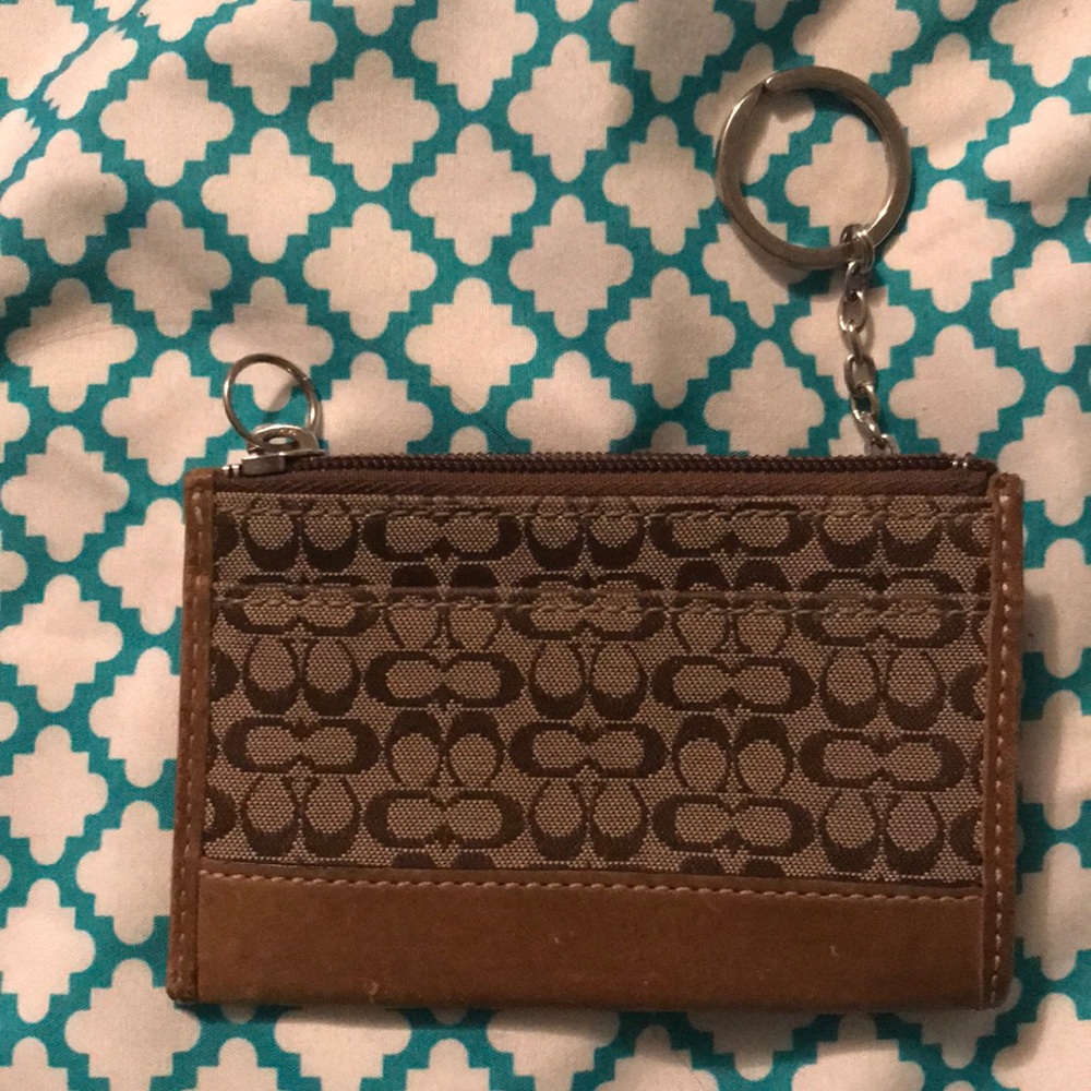 Coach - brown/tan card/coin holder